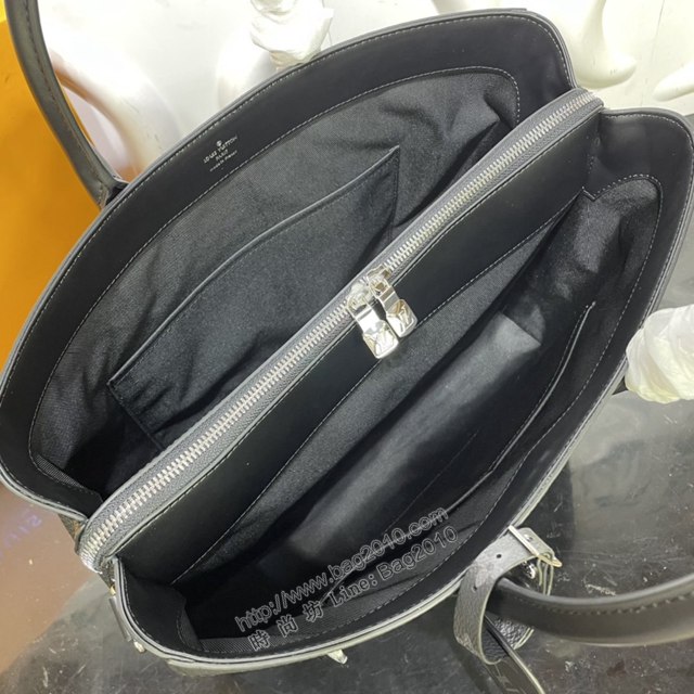 LV專櫃新款男包 路易威登Cabas Business公事包 M55732 LV黑色Taurillon皮革手提公事包  ydh4331